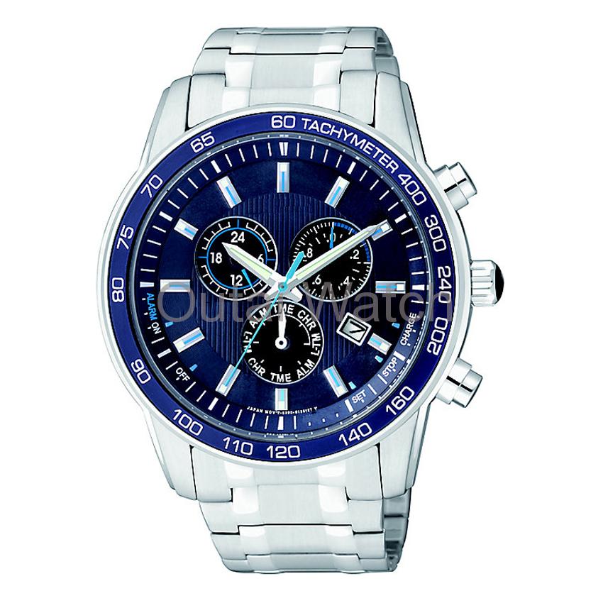 Blue dial stainless steel fashion watch
