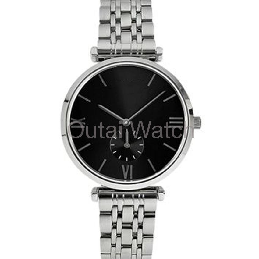 stainless steel band black dial fashion watch
