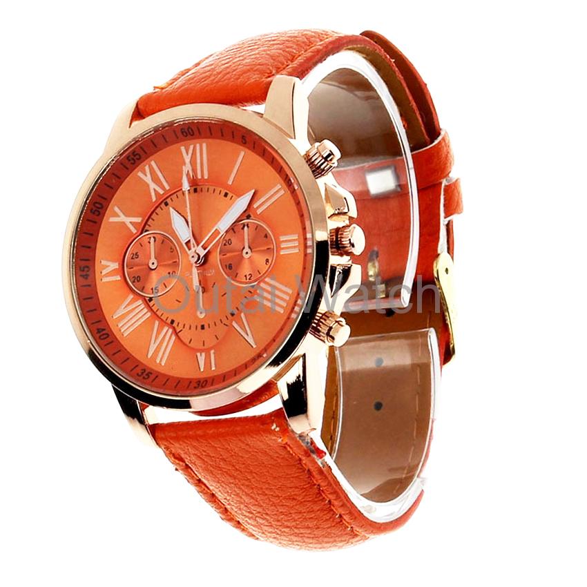 leather red strip alloy fasion watch