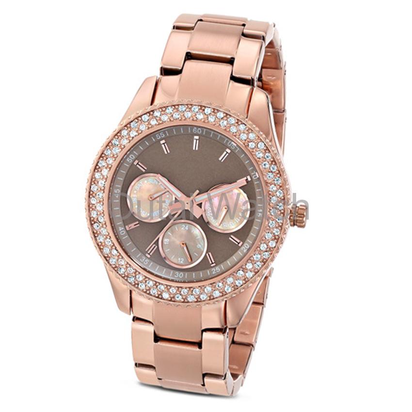 rose gold plated stainless steel fashion watch for women