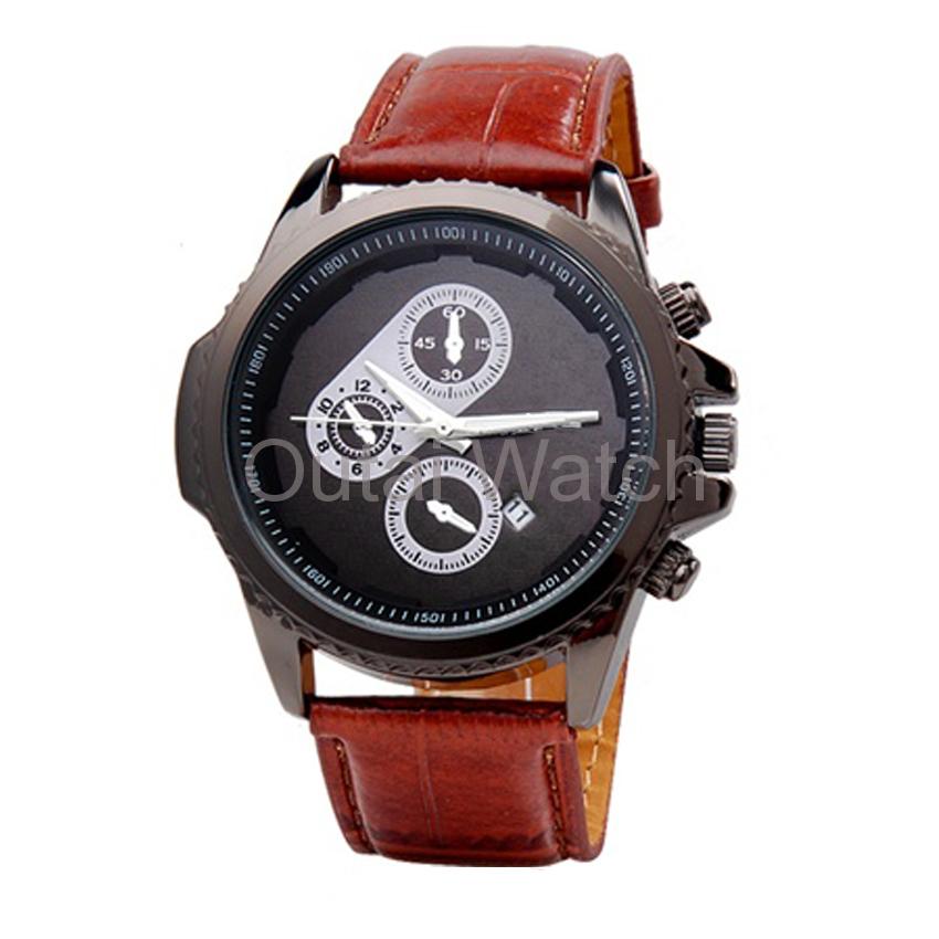 deep red strip alloy fashion watch for men