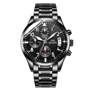 All black  luminous chronograph watch men